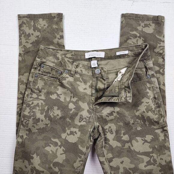 Kenneth Cole Reaction Camo Skinny Jeans Olive Green Army Green Size 27 - Picture 4 of 16
